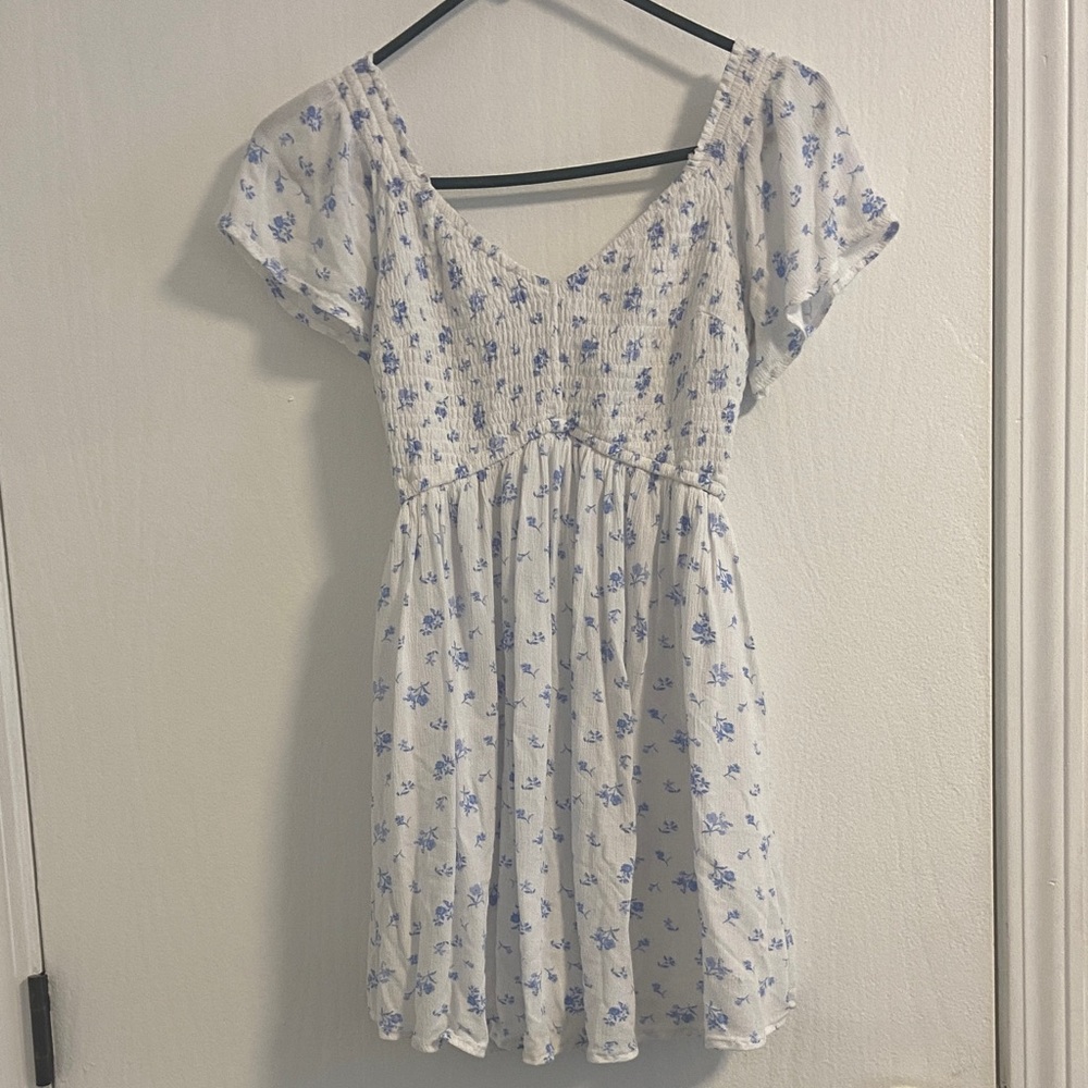Hollister White and Blue Floral Dress